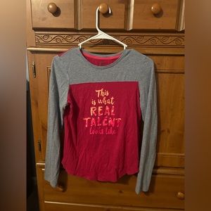 Gray and magenta long sleeve tee